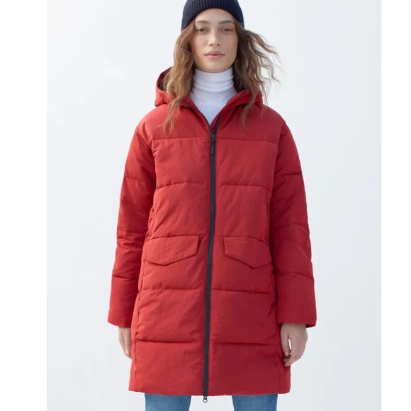Everlane Long Red Puffer Coat Size M - Picture 1 of 11